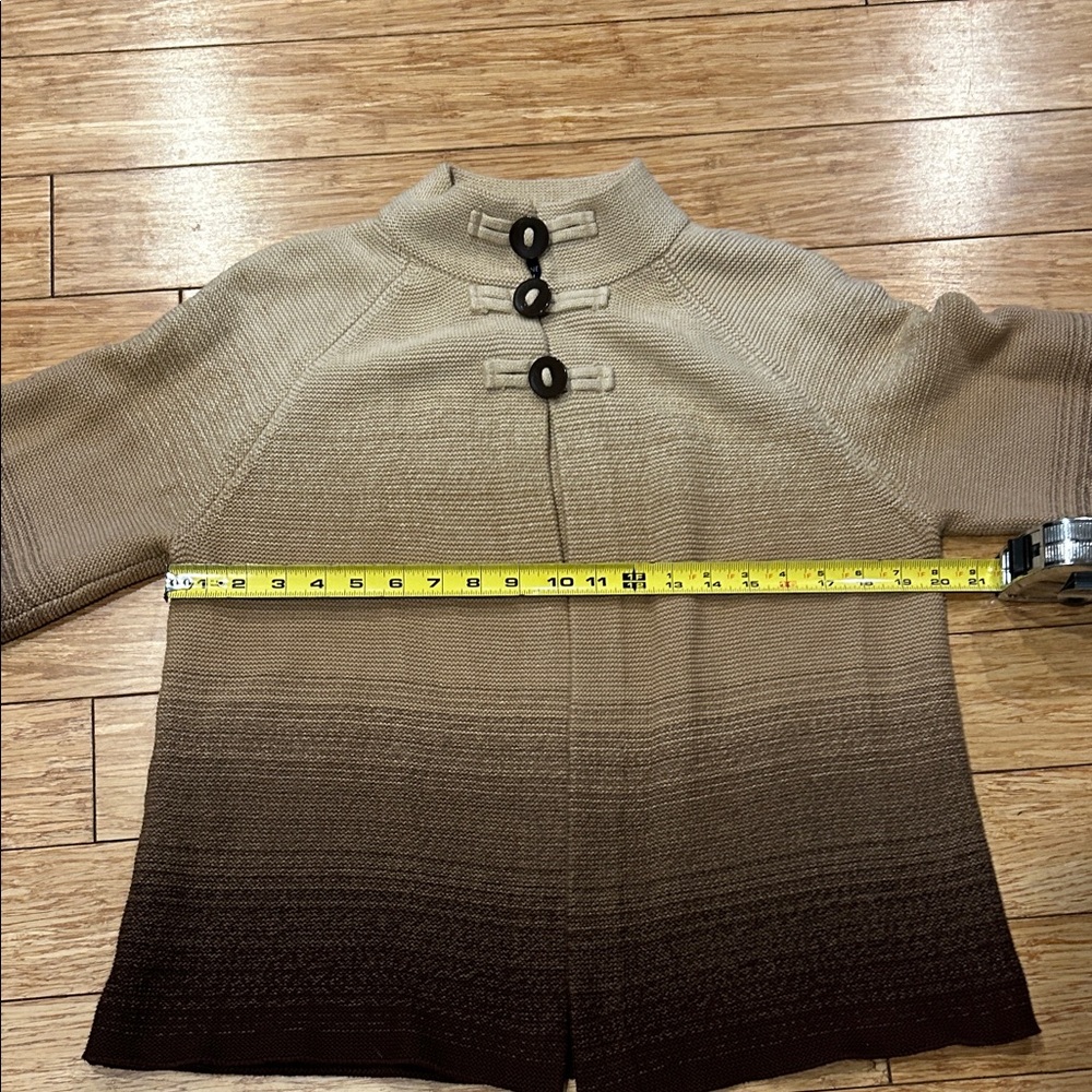 Jones New York Cream to Brown Scandi 3 Button Cardigan Sweater L - Picture 6 of 7